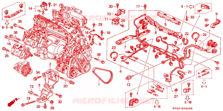 ENGINE WIRE HARNESS/CLAMP Honda  ACCORD COUPE 1995 DX 4 speed automatic 