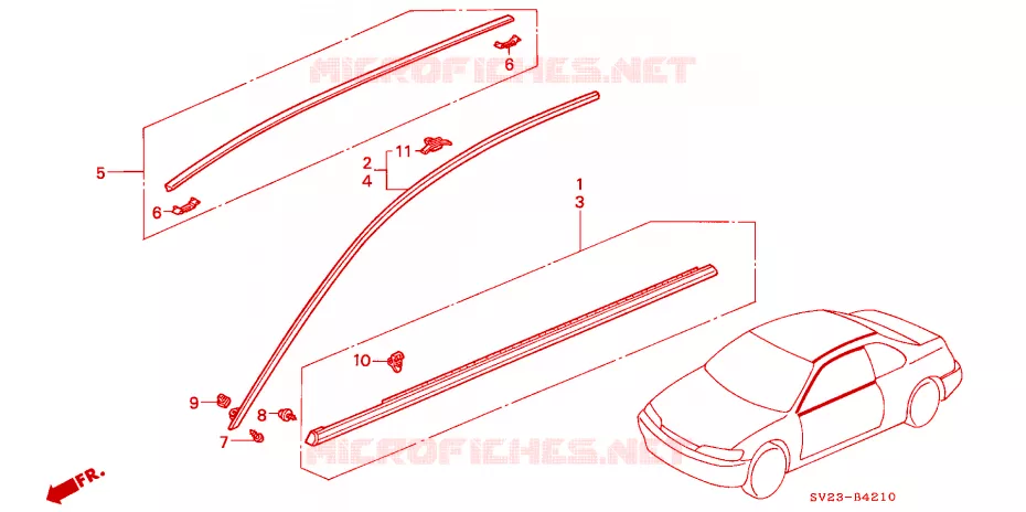 MOLDING Honda  ACCORD COUPE 1996 DX 4 speed automatic 