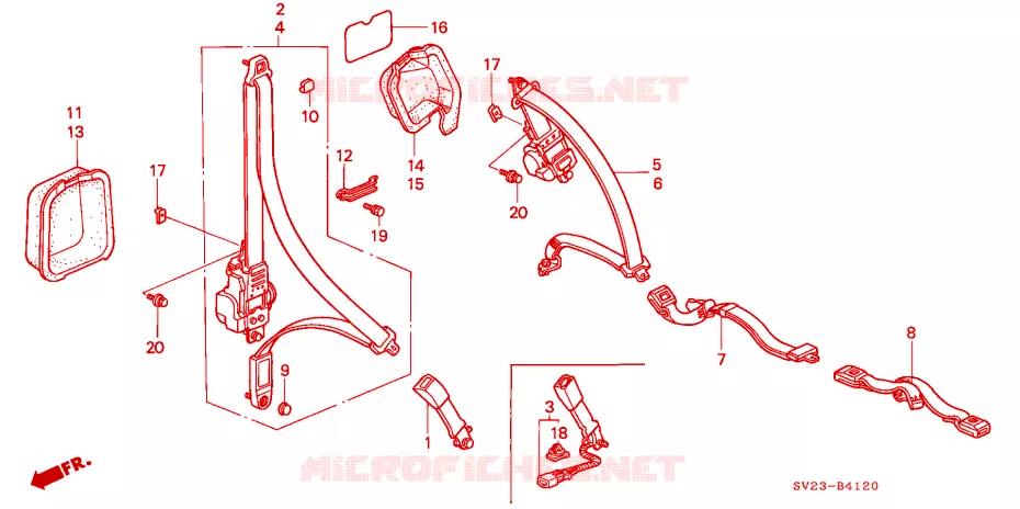 SEATBELT Honda  ACCORD COUPE 1996 EX 4 speed automatic 