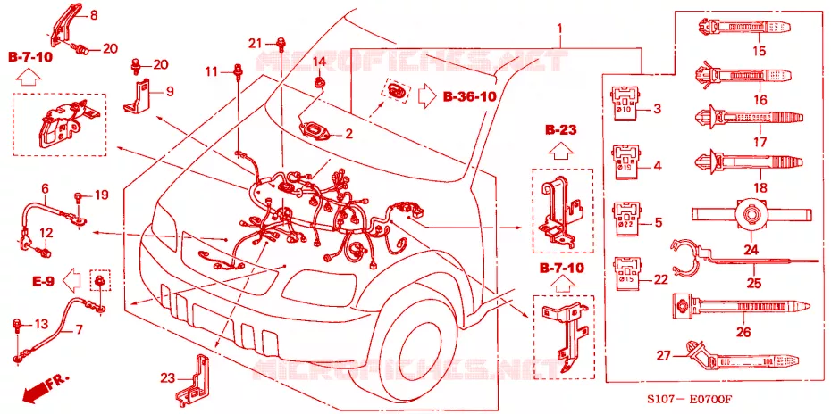 ENGINE WIRE HARNESS (LH) Honda  CRV 1998 RVSI 4 speed automatic 