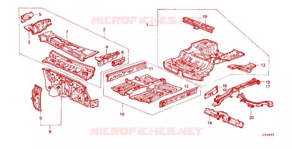 BODY STRUCTURE COMPONENTS (2) Honda  ACCORD 1982 STD 3 speed automatic 