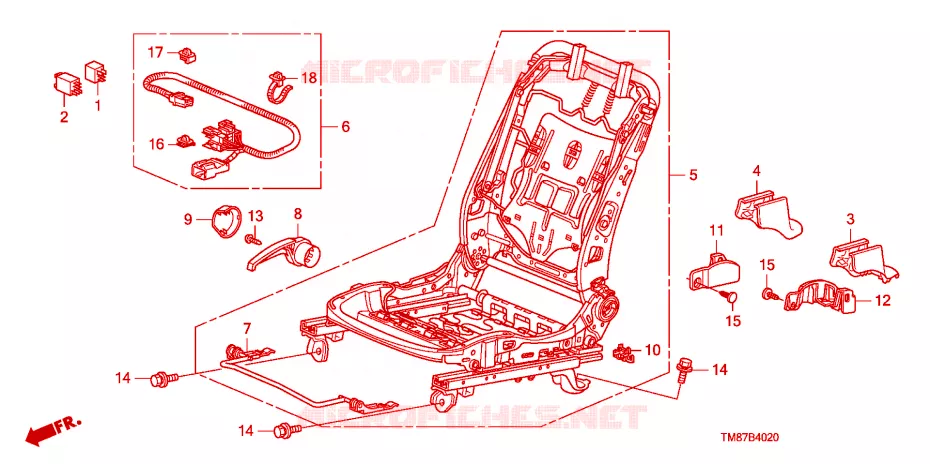 FRONT SEAT COMPONENTS(R.) Honda  INSIGHT 2010 ES full automatic 