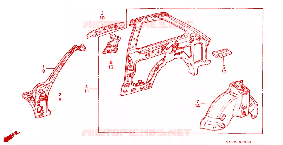 BODY STRUCTURE COMPONENTS (5)(3D) Honda  ACCORD 1982 GL 5 speed manual 