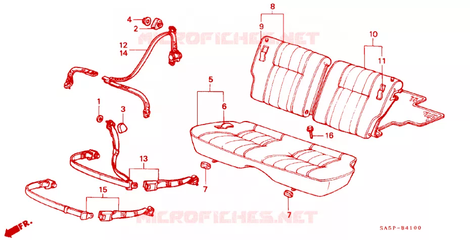 REAR SEAT/SEATBELT (3D) Honda  ACCORD 1982 GL 5 speed manual 
