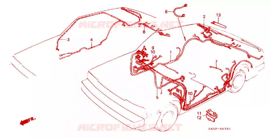 SIDE WIRE HARNESS (3D) Honda  ACCORD 1982 EX 3 speed automatic 