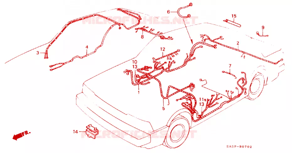SIDE WIRE HARNESS (4D) Honda  ACCORD 1982 GL 5 speed manual 