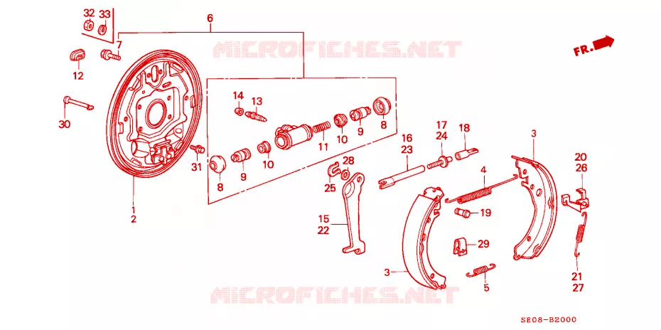 REAR BRAKE SHOE Honda  ACCORD 1989 EX 4 speed automatic 